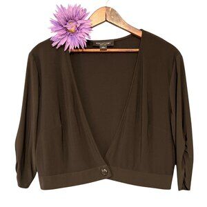 Perceptions New York Womens Black Cropped Cardigan Shrug Large